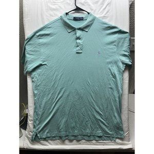 Men's RALPH LAUREN Bright Teal Purple Horse POLO Shirt 2XLT 2XT 2LT TALL  Soft!